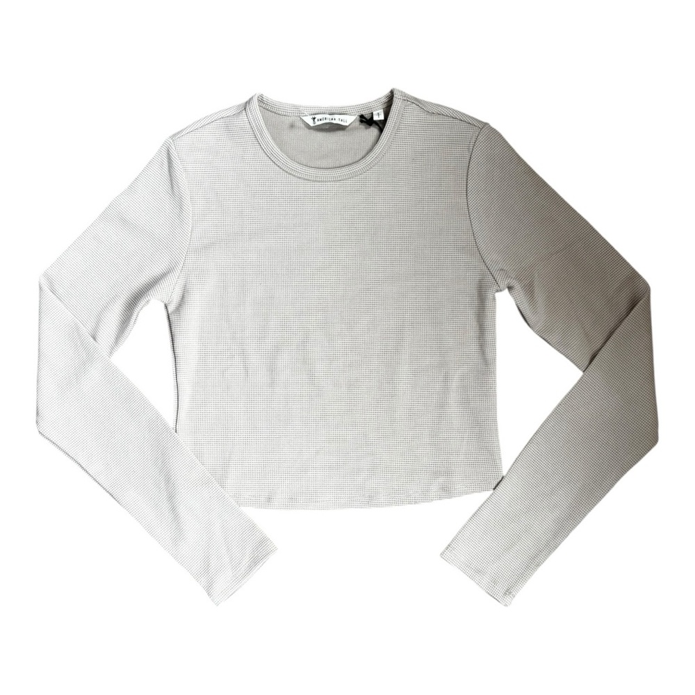 American Tall Cropped Long Sleeve Waffle Shirt for Tall Women DESERT ROSE Size S - Picture 7 of 13